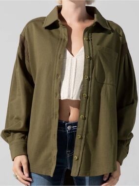 Miss Me Button Down Oversized Top S